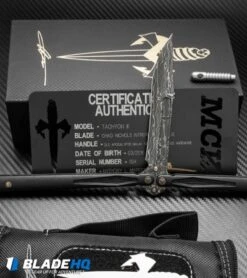 Marfione Custom Tachyon III Balisong Knife DLC Titanium (4.5" Damascus) -Blade HQ Shop microtech tachyon III balisong dlc ti dam all cm