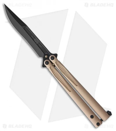 Microtech Tachyon III Balisong Butterfly Knife Tan (4.5" Black) 3 Microtech Tachyon III Balisong Butterfly Knife Tan (4.5" Black)
