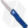 Microtech Blue Troodon D/E OTF Automatic Knife (3" Bead Blast Full Serr) 138-9BL