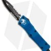 Microtech Blue Troodon D/E OTF Automatic Knife (3" Black Serr) 138-2BL -Blade HQ Shop microtech troodon de blue black serr 138 2bl