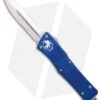 Microtech Blue Troodon D/E OTF Automatic Knife (3" Satin Serr) 138-5BL -Blade HQ Shop microtech troodon de blue satin serr 138 5bl