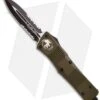 Microtech OD Green Troodon D/E OTF Automatic Knife (3" Black Serr) 138-2GR -Blade HQ Shop microtech troodon de green black serr 138 2gr
