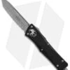 Microtech Troodon Knife Tanto OTF Automatic (3" Bead Blast Full Serr) 140-9 -Blade HQ Shop microtech troodon te full serr beadblast 140 9 2