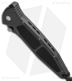 Microtech Mini Socom Tanto Manual Knife (3.25" Black Serr) 1/2000 -Blade HQ Shop microtech used mini socom black 01 2000 bottom cm