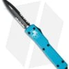 Microtech UTX-70 D/A OTF D/E Automatic Knife Turquoise (2.4" Black Serr) 147-2TQ -Blade HQ Shop microtech utx 70 147 2 tq bhq 36238 cm