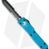 Microtech UTX-70 Spartan OTF Automatic Knife Turquoise (2.4" Black Serr) 249-2TQ -Blade HQ Shop microtech utx 70 249 2 tq bhq 36248 cm