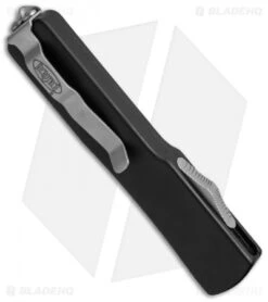 Microtech UTX-70 Spartan OTF Automatic Knife Black (2.4" Bead Blast Serr) -Blade HQ Shop microtech utz70 149 8dt spartan side cm