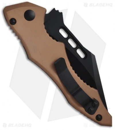 Microtech Vector Desert Brown Automatic Knife (3.95" Black Serr) 132-2TA 4 Microtech Vector Desert Brown Automatic Knife (3.95" Black Serr) 132-2TA - Image 2
