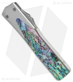 Microtech Marfione Custom UT-10 D/E OTF Knife Abalone (3.5" Mirror Polish) 6 Microtech Marfione Custom UT-10 D/E OTF Knife Abalone (3.5" Mirror Polish) -Blade HQ Shop ut 10 double edge mirror polish stainless steel abalone side jm